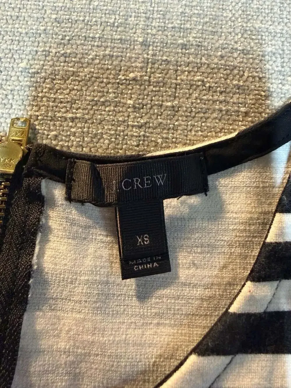 J. Crew Black and White Striped Short Sleeve Shift Dress XS